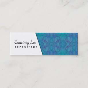 White Diagonal & Kaleidoscopic Blue, Green, Purple Mini Business Card