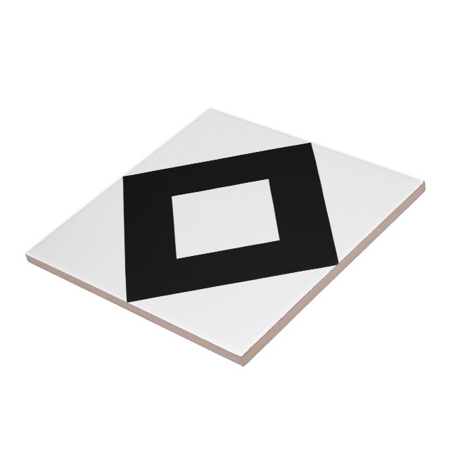 White Diamond, Bold Black Border Ceramic Tile (Side)