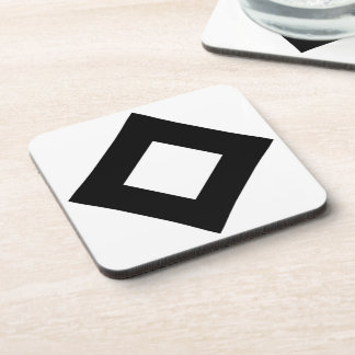 White Diamond, Bold Black Border Coaster