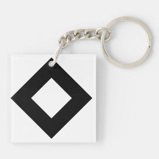 White Diamond, Bold Black Border Keychain
