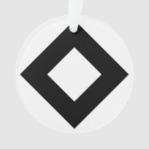 White Diamond, Bold Black Border Ornament