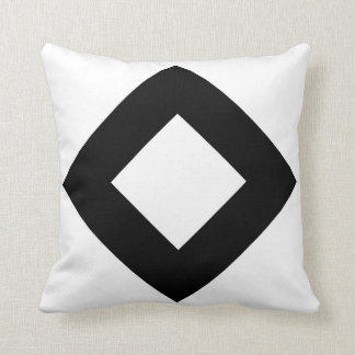 White Diamond, Bold Black Border Throw Pillow