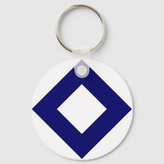 White Diamond, Bold Blue Border Keychain