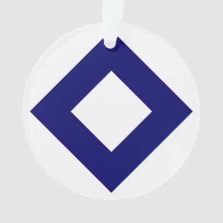White Diamond, Bold Blue Border Ornament