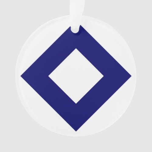 White Diamond Bold Blue Border Ornament