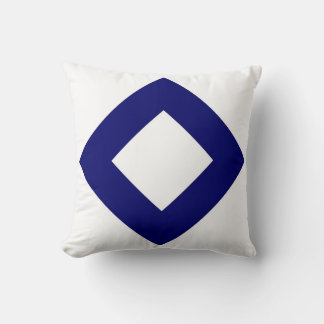 White Diamond, Bold Blue Border Throw Pillow