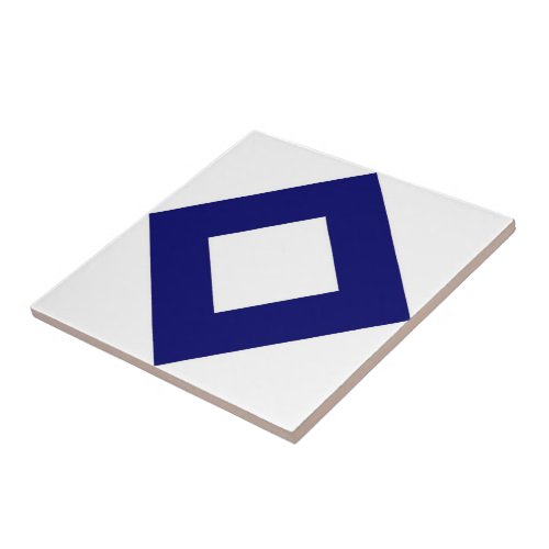 White Diamond Bold Blue Border Tile