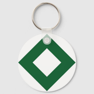 White Diamond, Bold Green Border Keychain
