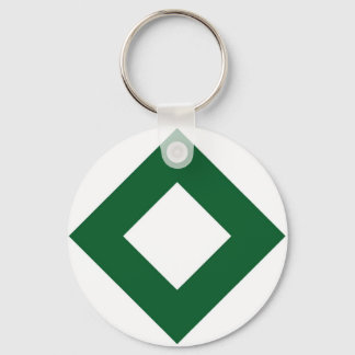 White Diamond, Bold Green Border Keychain