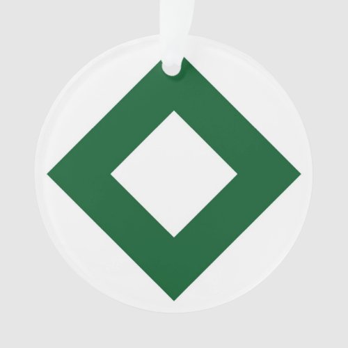 White Diamond Bold Green Border Ornament