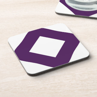 White Diamond, Bold Purple Border Beverage Coaster