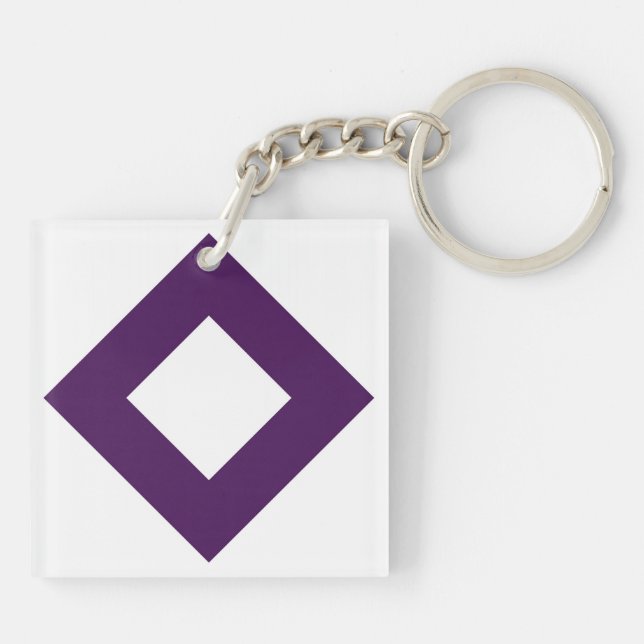 White Diamond, Bold Purple Border Keychain (Back)