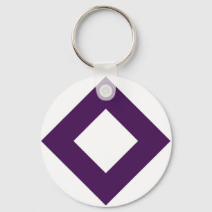 White Diamond, Bold Purple Border Keychain