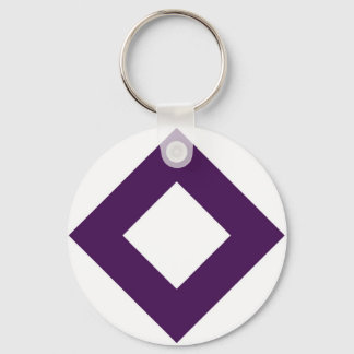 White Diamond, Bold Purple Border Keychain