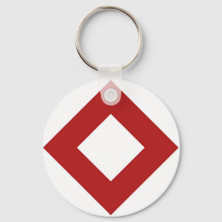 White Diamond, Bold Red Border Keychain