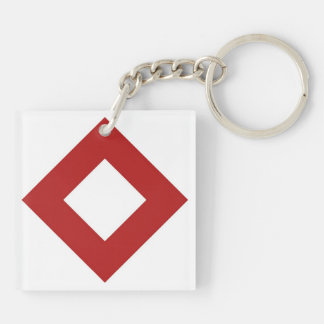 White Diamond, Bold Red Border Keychain