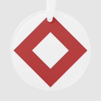 White Diamond, Bold Red Border Ornament