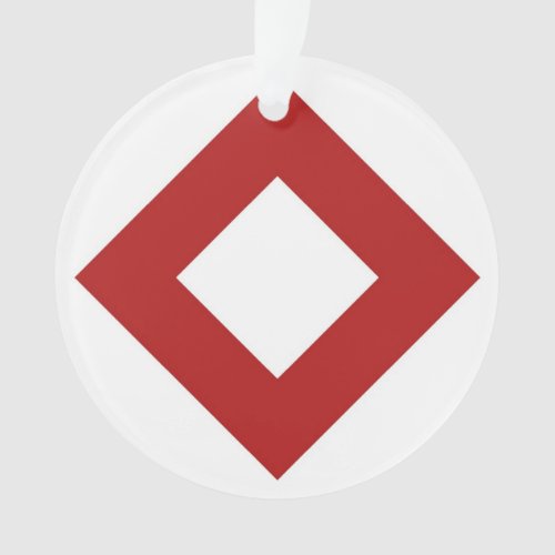 White Diamond Bold Red Border Ornament