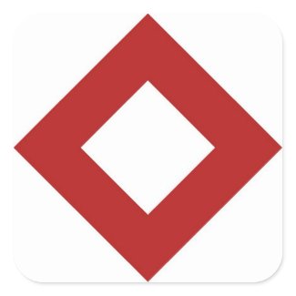 White Diamond, Bold Red Border Square Sticker