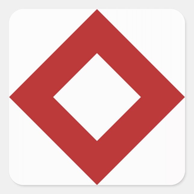 White Diamond, Bold Red Border Square Sticker (Front)