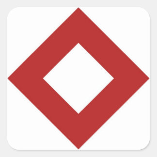 White Diamond, Bold Red Border Square Sticker