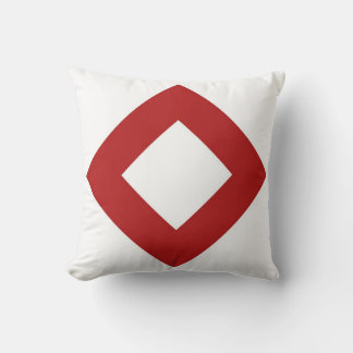 White Diamond, Bold Red Border Throw Pillow