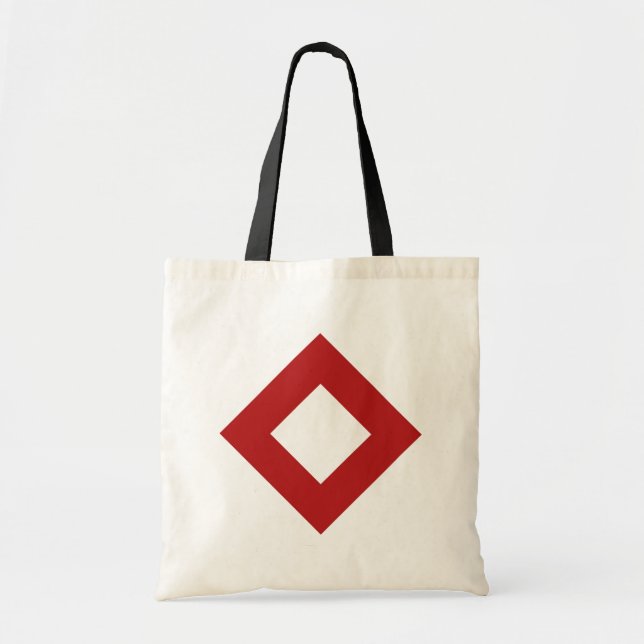 White Diamond, Bold Red Border Tote Bag (Front)