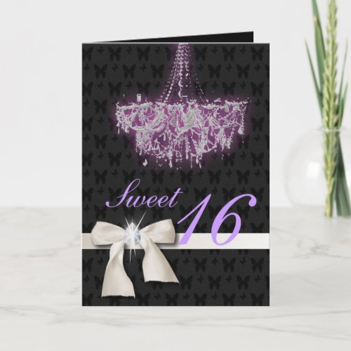 White Diamond Bow Sweet 16 Card