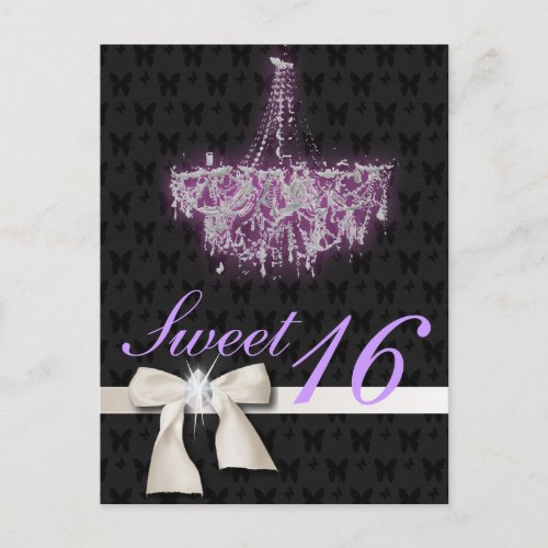 White Diamond Bow Sweet 16 Postcard