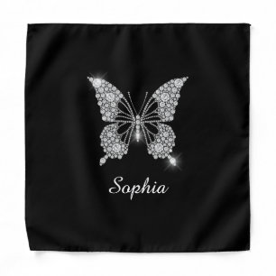 White Diamond Butterfly, DIY Script Name, Black Bandana