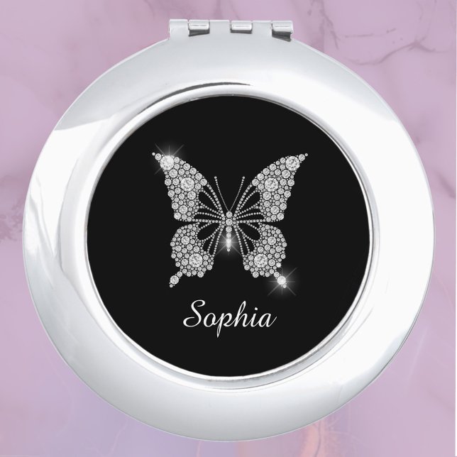 White Diamond Butterfly, DIY Script Name, Black Compact Mirror (Creator Uploaded)