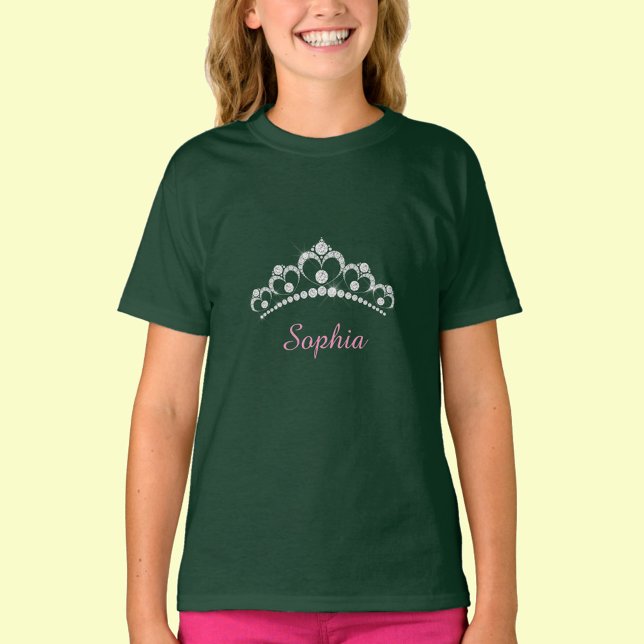White Diamond Crown, Pink Script Name T-Shirt (Creator Uploaded)