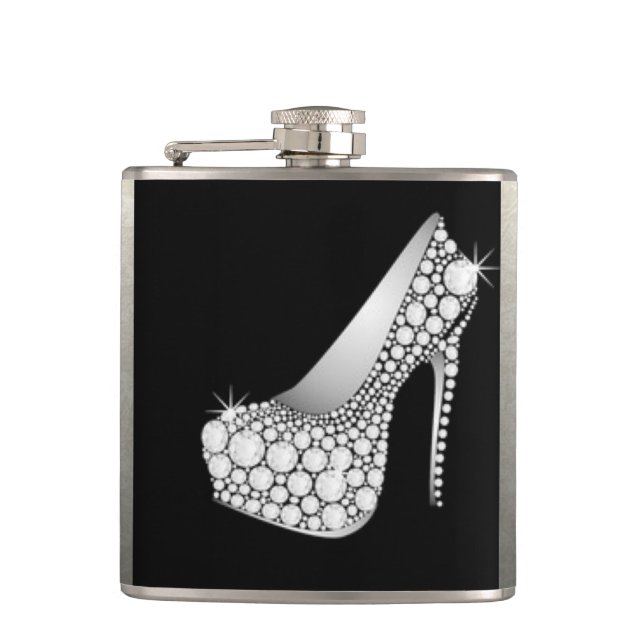 White Diamond High Heel Hip Flask (Front)