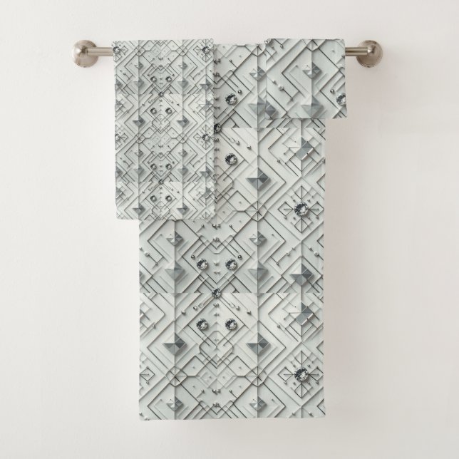 White Diamond Mid Century Modern Towel Set (Insitu)