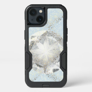 White Diamond on Light Pastel Blue Sparkle iPhone 13 Case