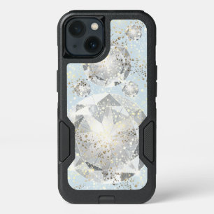 White Diamond on Light Pastel Blue Sparkle iPhone 13 Case