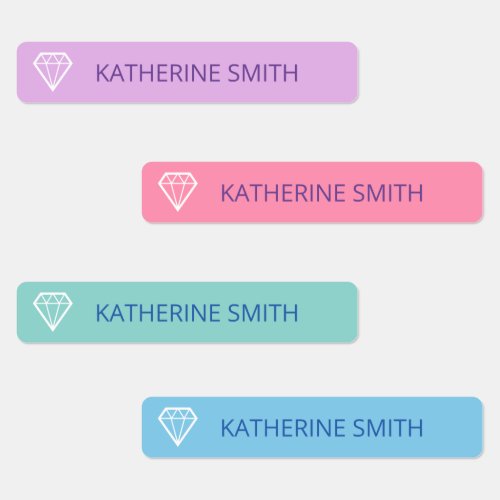 White Diamond Outlines Purple Pink Blue Labels