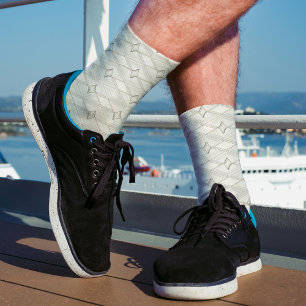 White Diamond Pattern Abstract Unique Geometric Socks