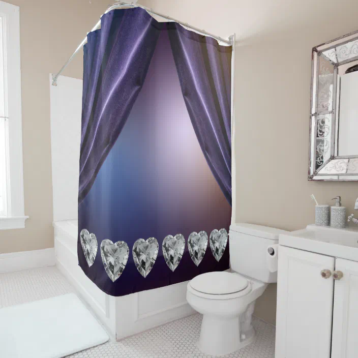 White Diamond Purple Shower Curtain, White And Purple Shower Curtain