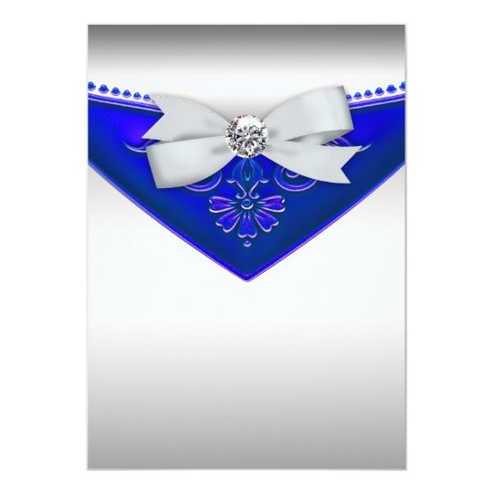 white diamond royal blue birthday party invitation size of normal chart paper