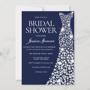 White Diamond Sparkle Dress Bridal Shower Magnetic Invitation