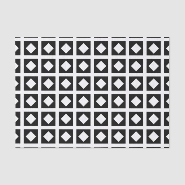 White Diamonds and Black Squares Tissue Paper (Front)