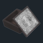 White Diamonds And Silver Damask-Silver Anniversar Jewelry Box<br><div class="desc">Simple elegant white diamonds and silver damask- silver wedding anniversary</div>