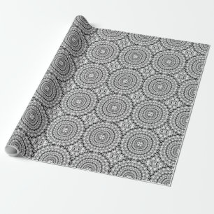 White Diamonds Circles Glitter Geometric Pattern Wrapping Paper