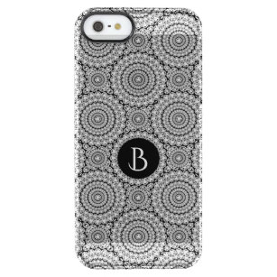 White Diamonds Glitter Print & Monogram Clear iPhone SE/5/5s Case