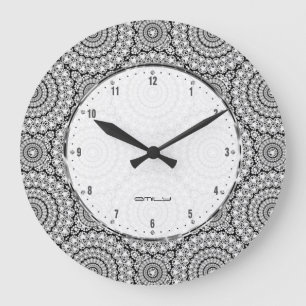 White Diamonds Glitter Texture Print Large Clock