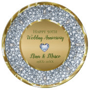 White Diamonds & Gold 50th Wedding Anniversary Porcelain Plate at Zazzle