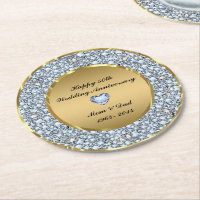 Inexpensive Diamond Wedding Anniversary Gift Ideas Glass Coaster, Zazzle