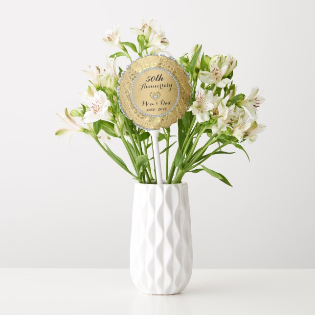 White Diamonds & Gold Balloon (Vase)