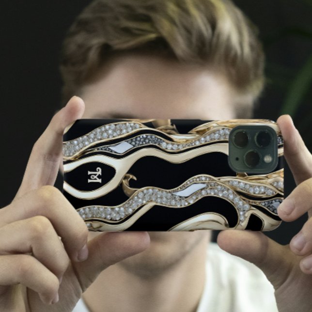 White diamonds, gold border mandala design Case-Mate iPhone case (Creator Uploaded)